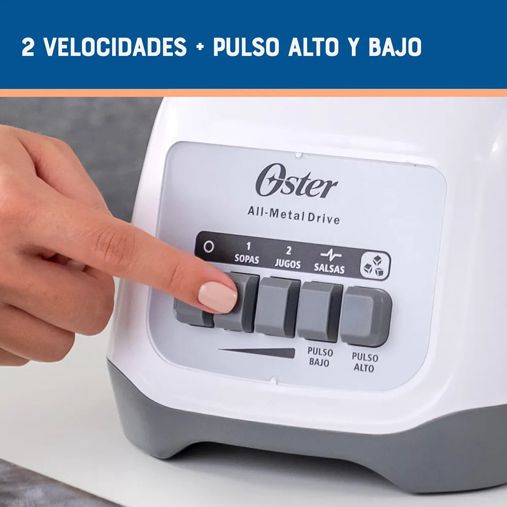 (LLEGANDO 27 DE JULIO) Licuadora Oster® 2 Velocidades + Pulso con Vaso de Plástico 1.25 L – BLSTKAP-WPB | 800W de Potencia Máxima