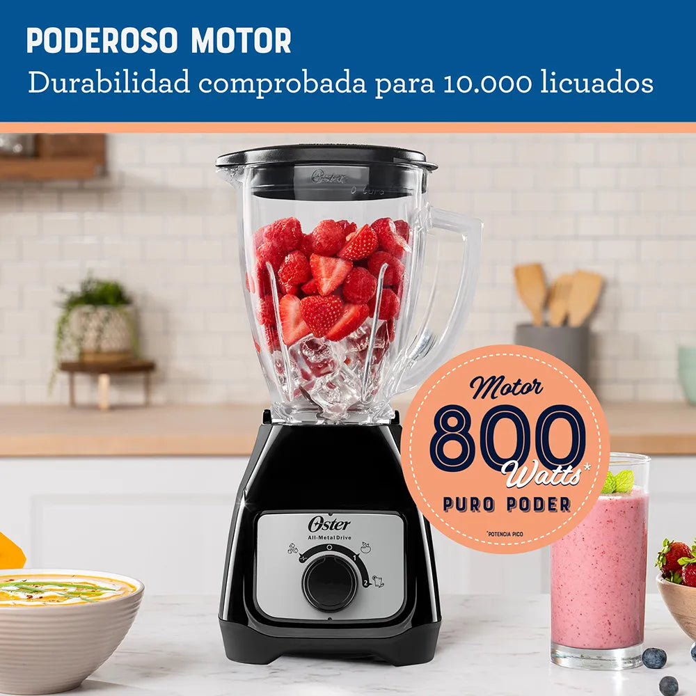 (LLEGANDO 1 DE SEPT) Licuadora Jarra de Vidrio 1.5L 800W 2 velocidades + Pulso Negro Oster BLSTKAG-BRD