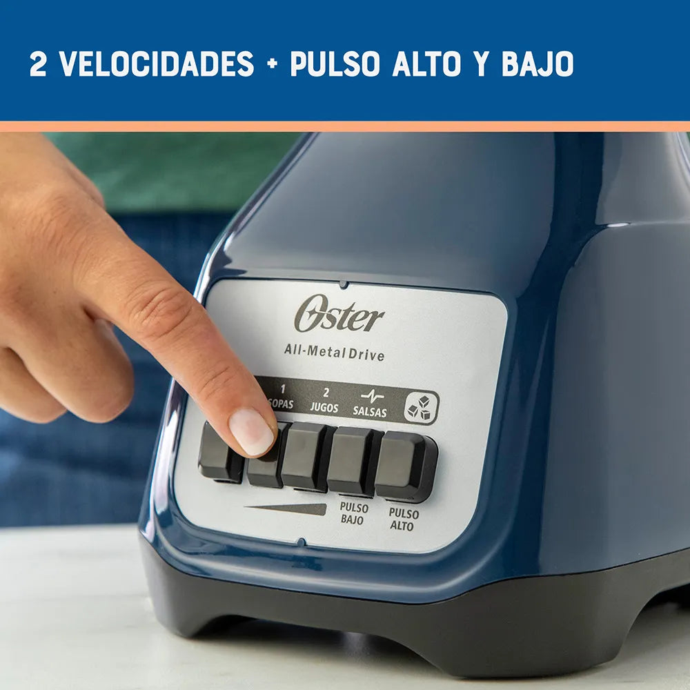 Licuadora Jarra de Vidrio 1.5L 800W 2 velocidades + Pulso Color Azul Oster BLSTKAG-LPB