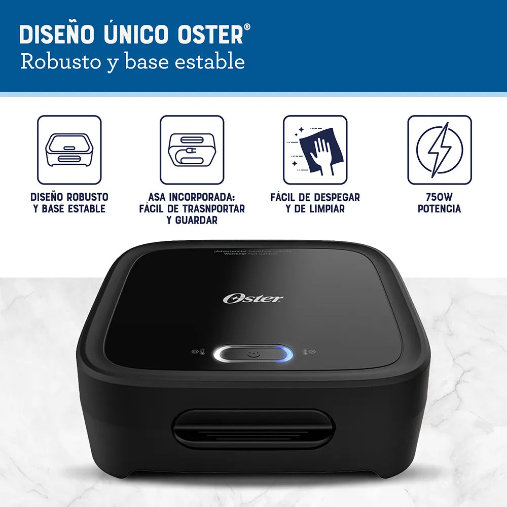 (LLEGANDO 27 DE JULIO) Sandwichera Oster® Compacta de Platos Hondos para 2 Sándwiches – CKSTSM400 | 750W