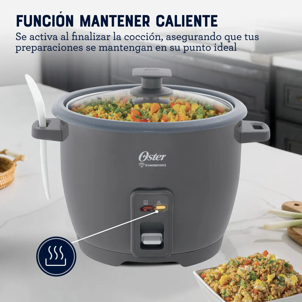 Arrocera Eléctrica de 10 Tazas Antiadherente DiamondForce Oster CKSTRCB10DFS