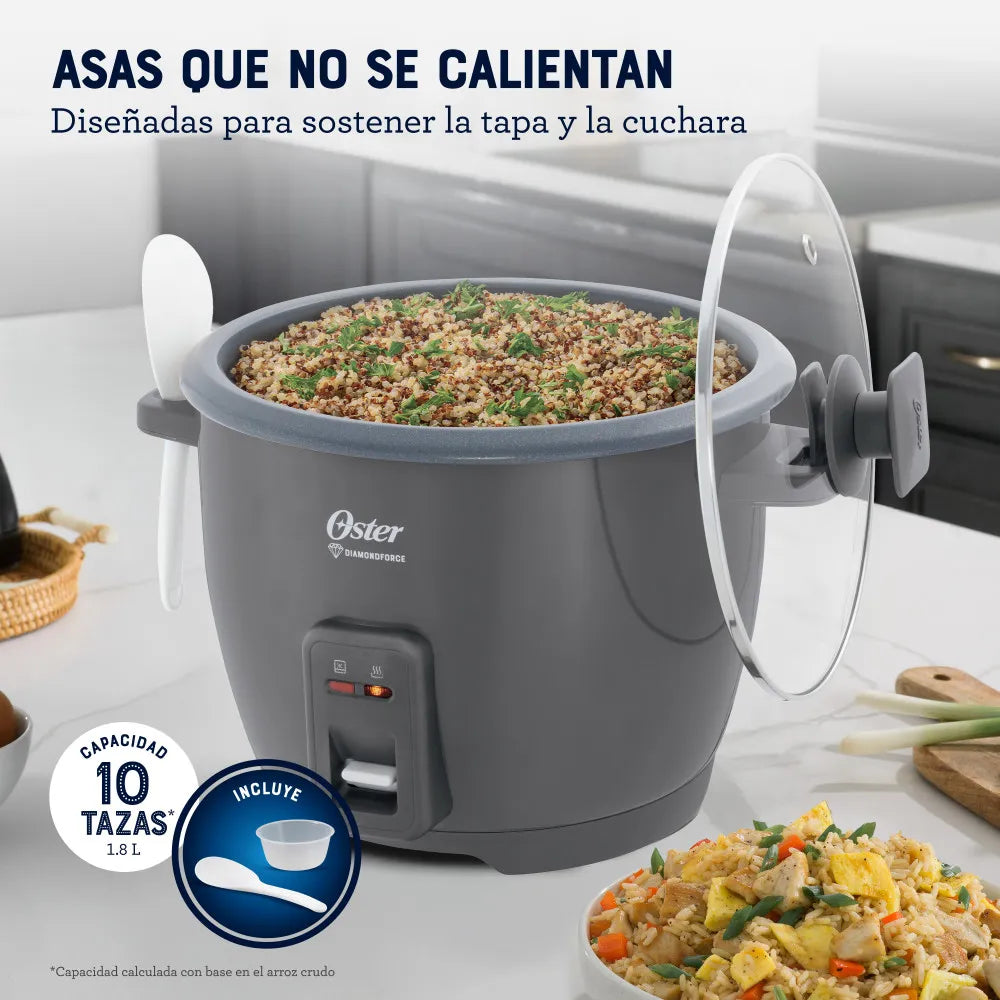 Arrocera Eléctrica de 10 Tazas Antiadherente DiamondForce Oster CKSTRCB10DFS