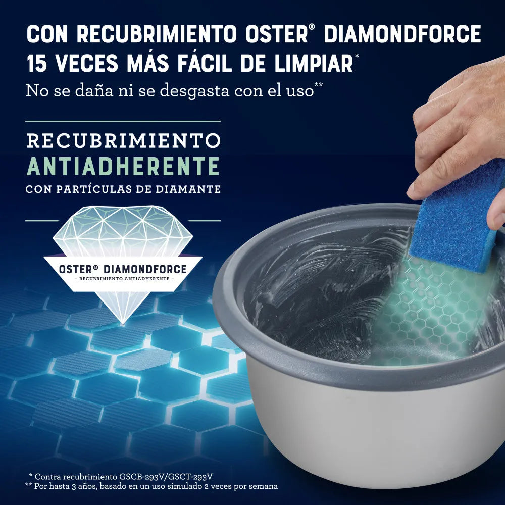 Arrocera Eléctrica de 10 Tazas Antiadherente DiamondForce Oster CKSTRCB10DFS