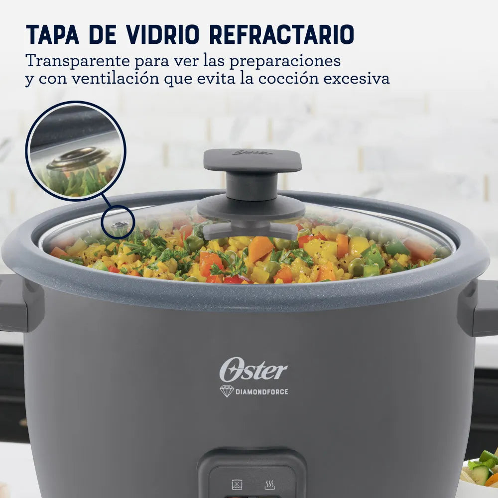 Arrocera Eléctrica de 10 Tazas Antiadherente DiamondForce Oster CKSTRCB10DFS
