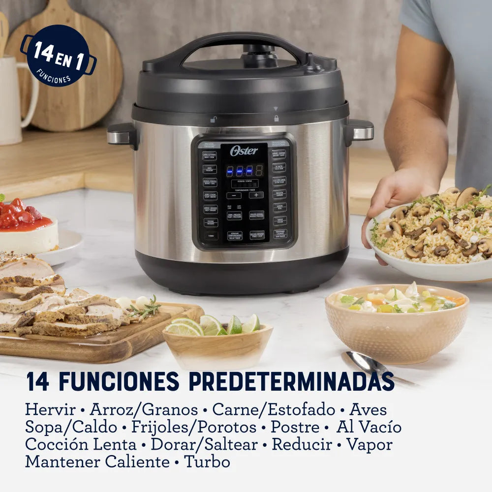 Olla de Presión Multifuncional Multiolla Turbo 7.5L 14 Funciones DiamondForce Oster CKSTPCECT75DF