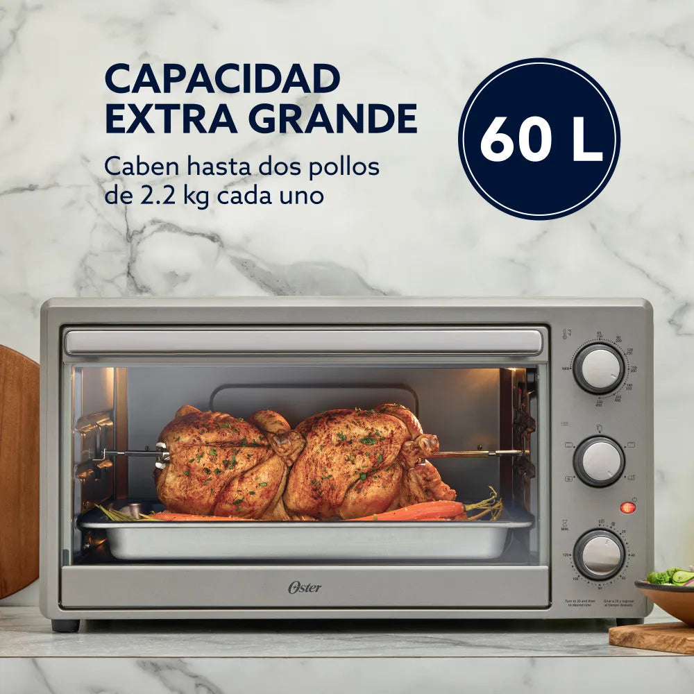 (LLEGANDO 27 DE JULIO) Horno Eléctrico Oster® XL con Convección y Rostizador 60 L – TSSTTV60MNS | 1800W