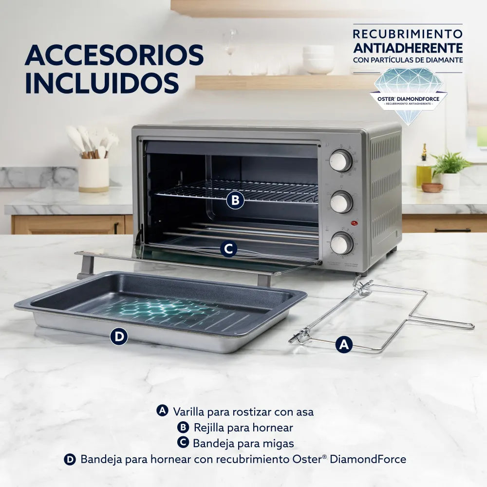 (LLEGANDO 27 DE JULIO) Horno Eléctrico Oster® XL con Convección y Rostizador 60 L – TSSTTV60MNS | 1800W