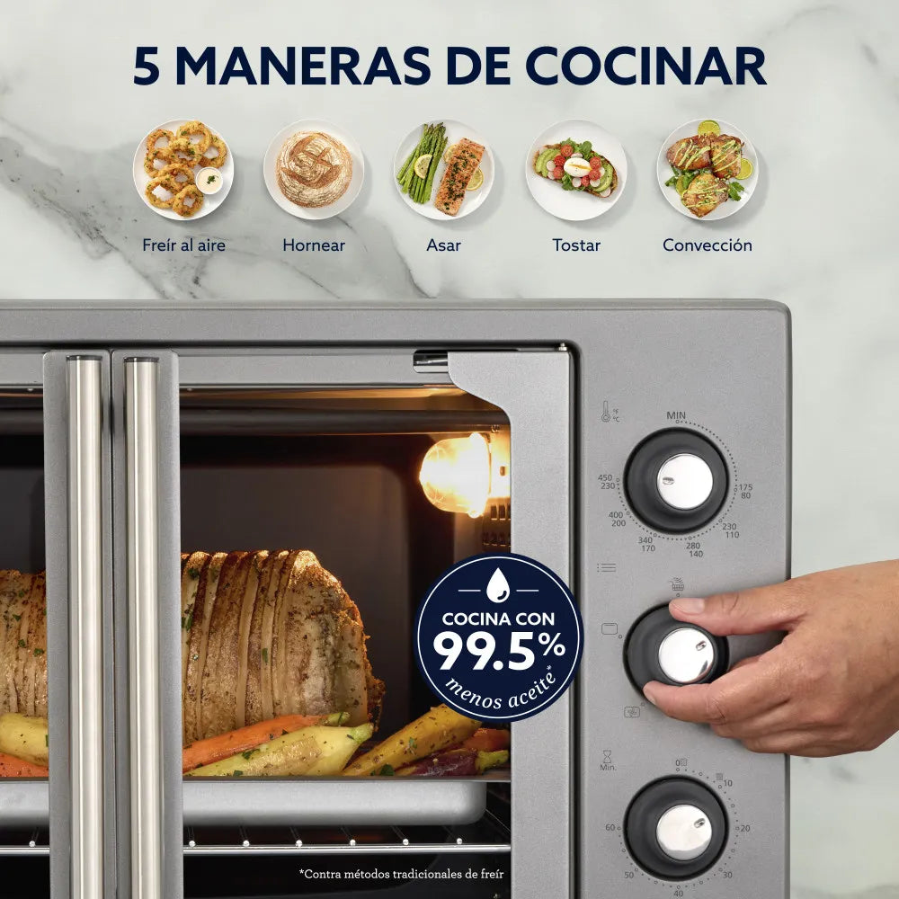 (LLEGANDO 15 DE OCTUBRE) Horno Eléctrico Oster 35 Litros con Freidora de Aire, Convección, 5 Funciones y Recubrimiento Antiadherente DiamondForce TSSTTV35FDMA