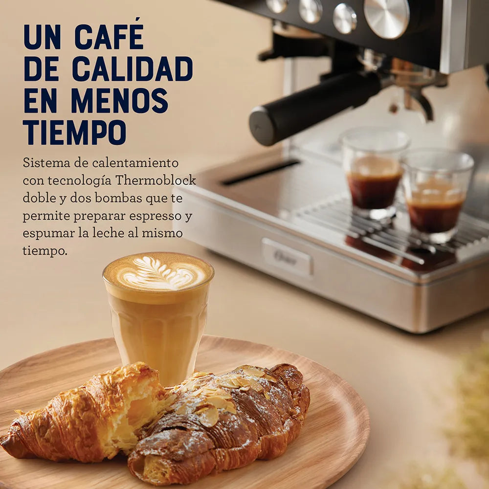 Cafetera para Café Espresso Perfect Brew 2 Tazas 15 Bares con Molino de Granos Oster BVSTEM7400
