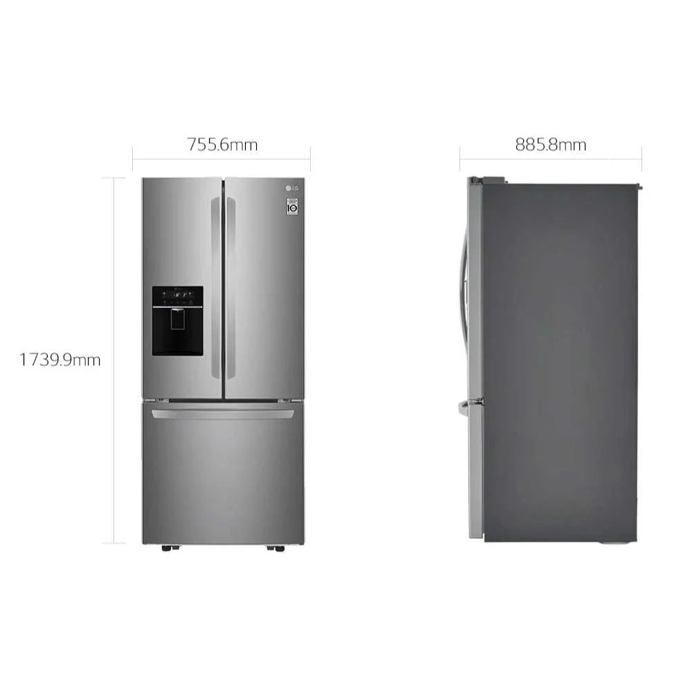 Refrigeradora French Door 22p3 Inverter Multi Air Flow Moist Balance Crisper Smart Diagnosis con Dispensador de Agua LG LM22SGPK Nevera.