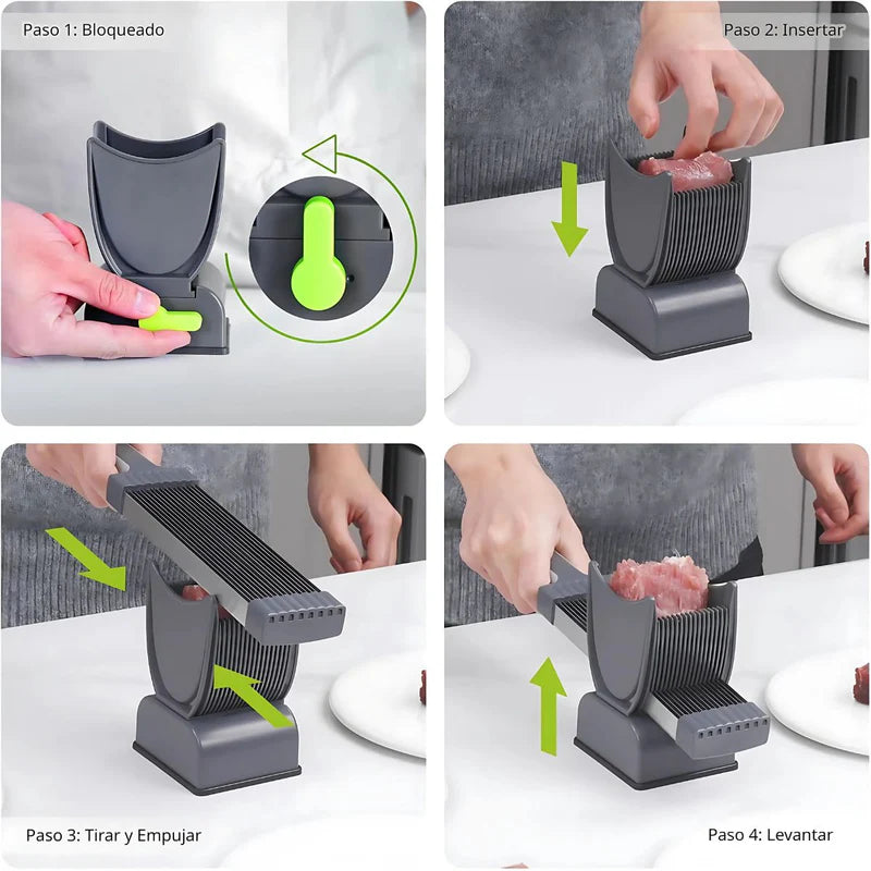 Cortador De Carne Manual. Rebanadas De 2 Y 4 Mm. Rebanador Preciso. Rebanadora De Alimentos Con Espesor Ajustable. AB1547