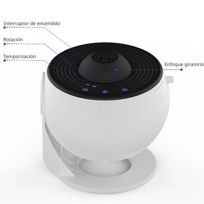 Proyector De Estrellas Y Galaxias Para Techo Y Habitaciones. Lampara De Espacio. Área De Proyección De Hasta 12.5 M². AB1548