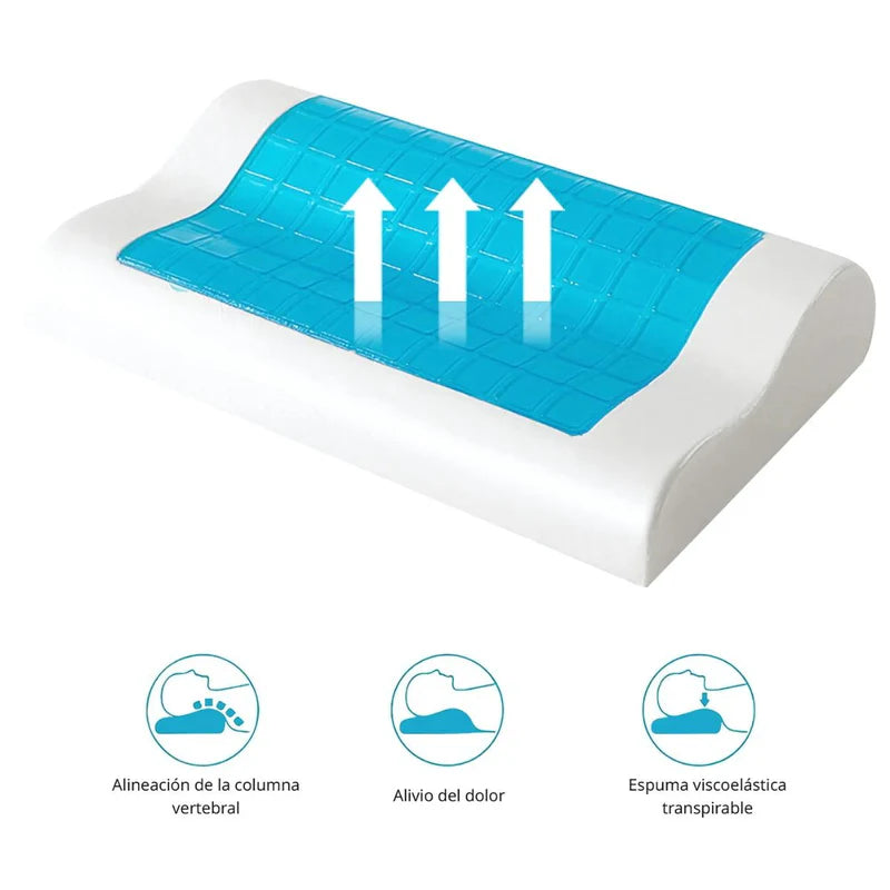 Almohada Ortopédica Para Dormir Mejor. Alivio Del Dolor Cervical Con Gel Frío Y Memoria. AB1555