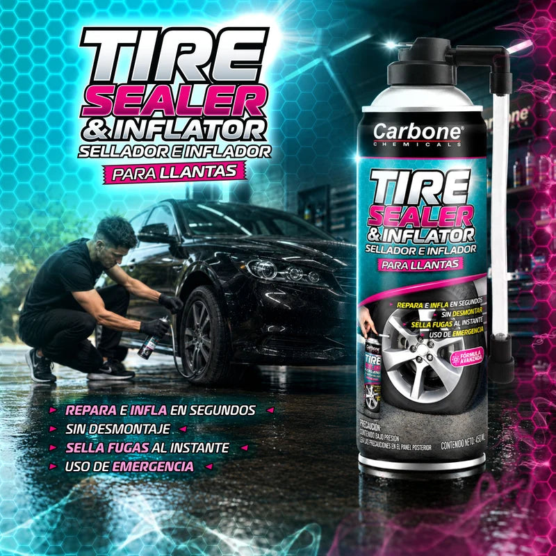 Sellador E Inflador De Neumáticos Llanta Rueda De Emergencia Sin Desmontaje. Reparación Rápida De Pinchazos Para Autos Motos Y Vehículos Tubeless ANS-13