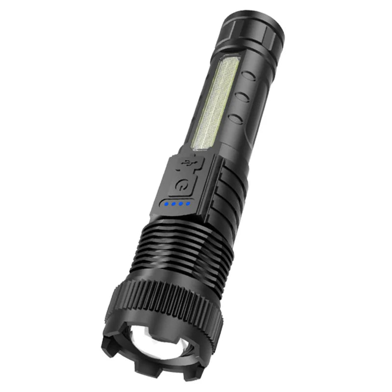 Linterna LED Recargable De Alta Potencia 10W. Luz Blanca Con Zoom Ajustable. Alcance Hasta 200 Metros. Resistente Al Agua. KOS-31028