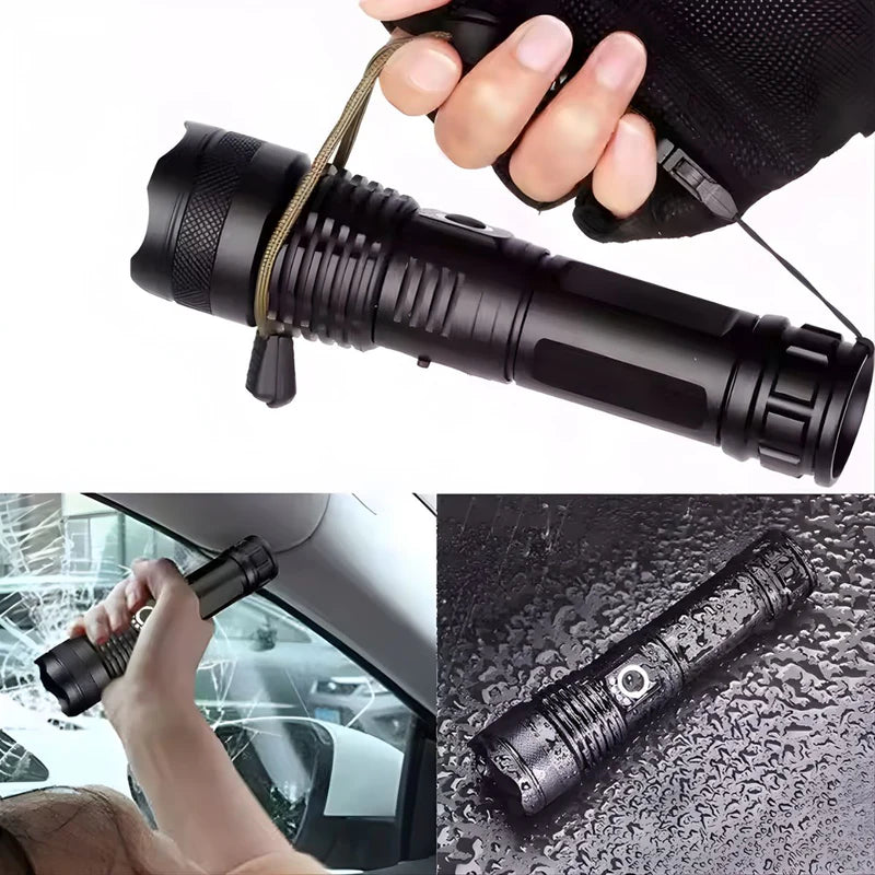 Linterna LED De Alta Potencia Con Zoom Telescópico. Luz Táctica De 10W Recargable USB-C. 4 Modos Con Función SOS. KOS-31075