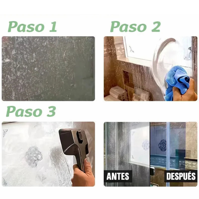 Limpiador De Vidrios Para Macha De Agua Calcificaciones Y Sarro Con Esponja Incluida (120Ml). Removedor De Manchas Para Cristales. Restaurador De Brillo. LT873