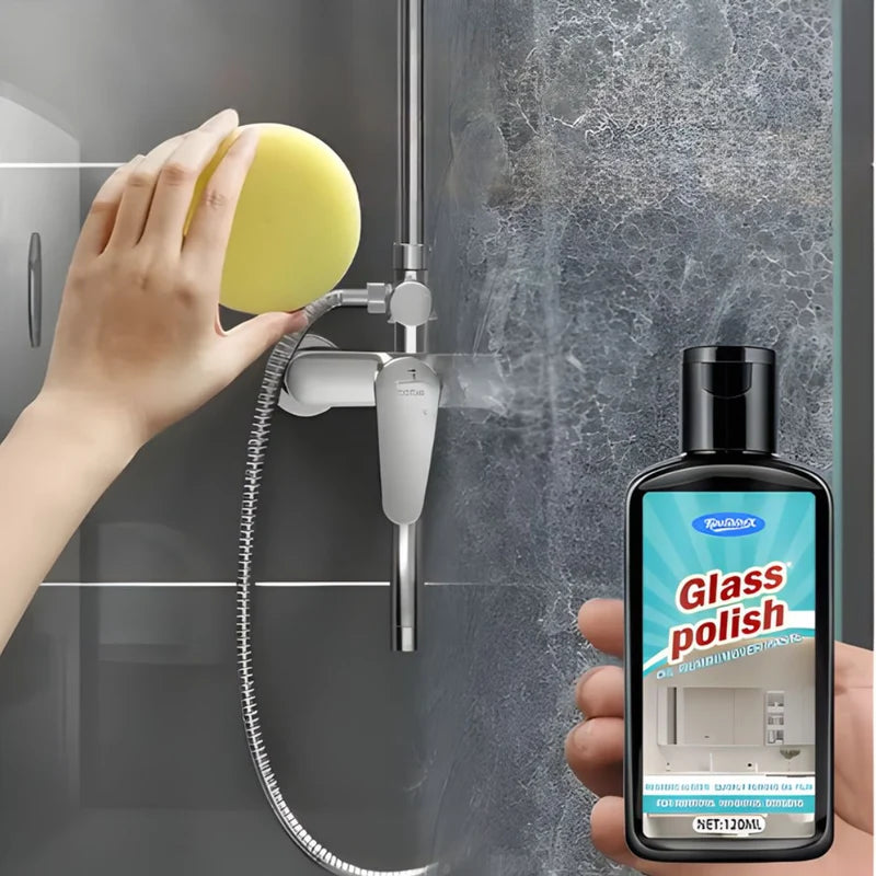Limpiador De Vidrios Para Macha De Agua Calcificaciones Y Sarro Con Esponja Incluida (120Ml). Removedor De Manchas Para Cristales. Restaurador De Brillo. LT873