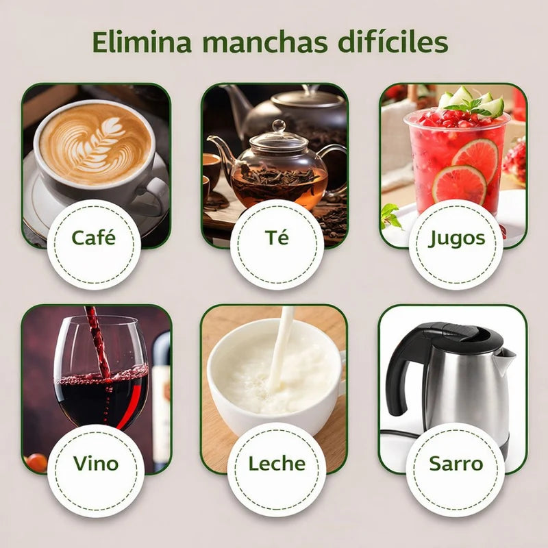 Pastillas Efervescentes Limpiadoras Para Tazas Y Vasos. Eliminador De Manchas De Café, Té Y Vino. Tabletas De Limpieza Con Ácido Cítrico 50G. LT876