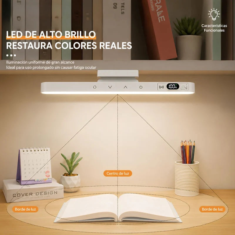 Lámpara LED Recargable USB-C Con Control Remoto. Luz Con Base Magnética Regulable Con 5 Tonos De Luz, Brillo Y Pantalla Digital. Blanca (29Cm) UR199