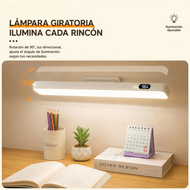 Lámpara LED Recargable USB-C Con Control Remoto. Luz Con Base Magnética Regulable Con 5 Tonos De Luz, Brillo Y Pantalla Digital. Blanca (29Cm) UR199
