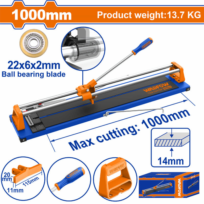 Cortador De Azulejos 1000Mm Espesor Max: 14Mm Tamaño: 22X6x2mm Con Regla Y Rodamiento Cortador De Baldosas. WTR8510