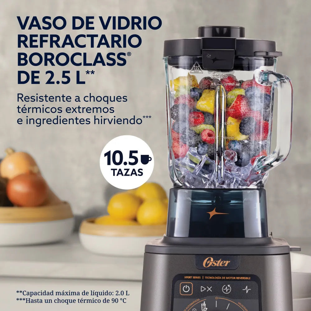 (LLEGANDO 15 DE OCTUBRE) Licuadora Profesional Oster Titan 2200W con Motor Reversible, Vaso de Vidrio Boroclass 2.5L, 4 Programas y 5 Velocidades BLSTXT-XG