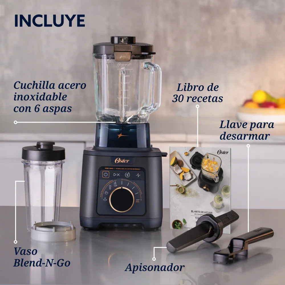 (LLEGANDO 15 DE OCTUBRE) Licuadora Profesional Oster Titan 2200W con Motor Reversible, Vaso de Vidrio Boroclass 2.5L, 4 Programas y 5 Velocidades BLSTXT-XG
