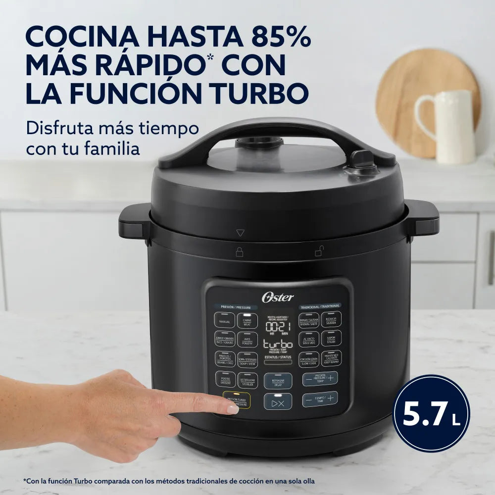 (LLEGANDO 20 DE MARZO) Olla de Presión Multifuncional Multiolla Turbo 5.7L Negro Oster CKSTPCECT57DF2CL