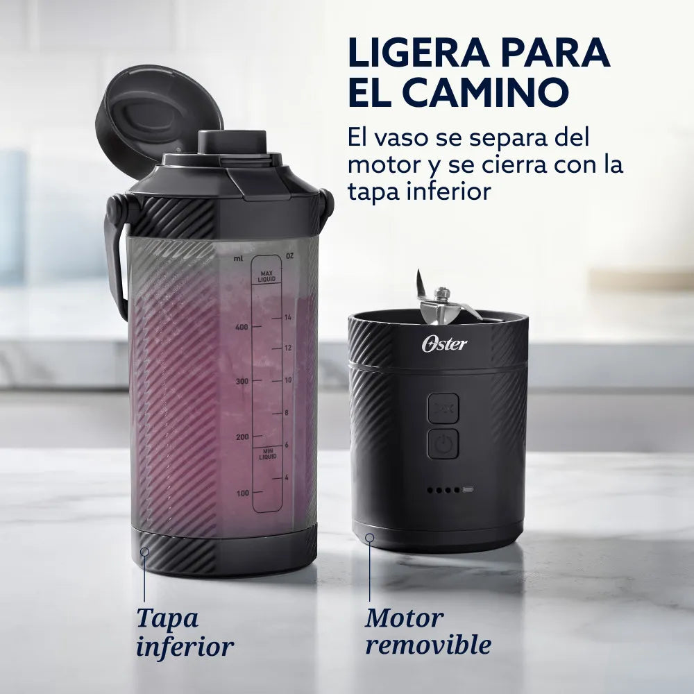 (LLEGANDO 1 DE SEPT) Licuadora Portátil Oster GoMAX BLSTGFP-B20 590 ml – 100W, Recargable USB-C, Color Negro