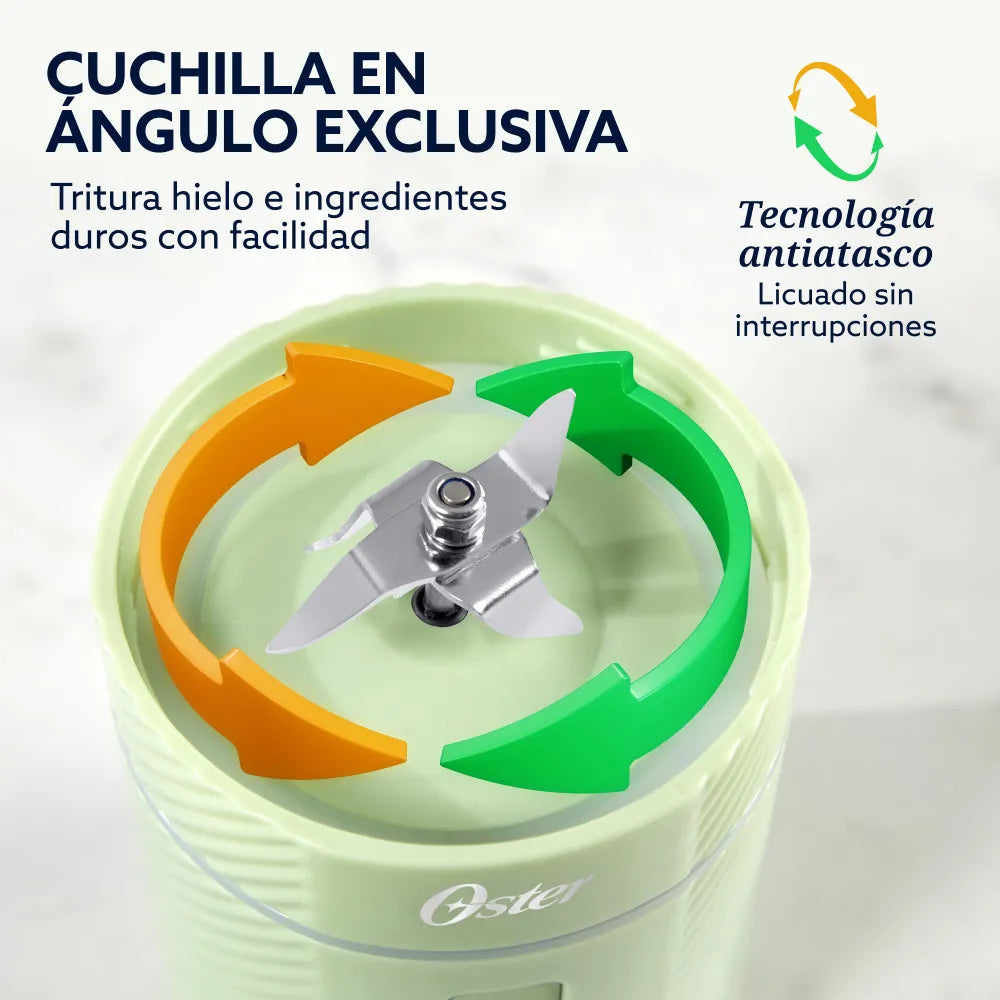 (LLEGANDO 1 DE SEPT) Licuadora Portátil Oster GoMAX BLSTGFP-M20 590 ml – 100W, Recargable USB-C, Color Verde