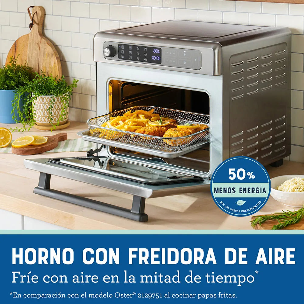 (LLEGANDO 15 DE OCTUBRE) Horno Eléctrico Digital Oster con Freidora de Aire 22 Litros, 12 Funciones, Convección y Revestimiento Antiadherente TSSTTVDAF1NS