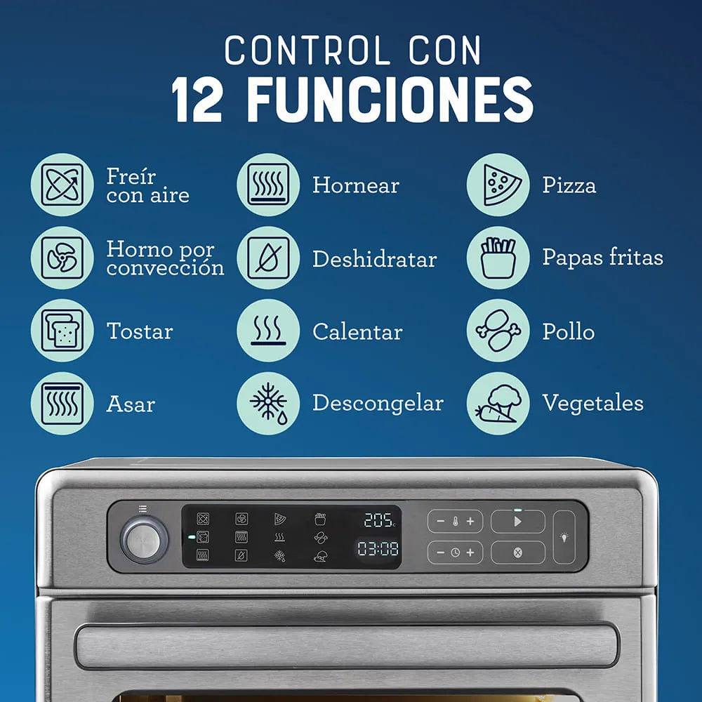 (LLEGANDO 15 DE OCTUBRE) Horno Eléctrico Digital Oster con Freidora de Aire 22 Litros, 12 Funciones, Convección y Revestimiento Antiadherente TSSTTVDAF1NS