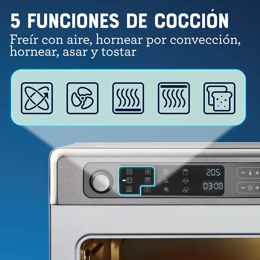 (LLEGANDO 15 DE OCTUBRE) Horno Eléctrico Digital Oster con Freidora de Aire 22 Litros, 12 Funciones, Convección y Revestimiento Antiadherente TSSTTVDAF1NS