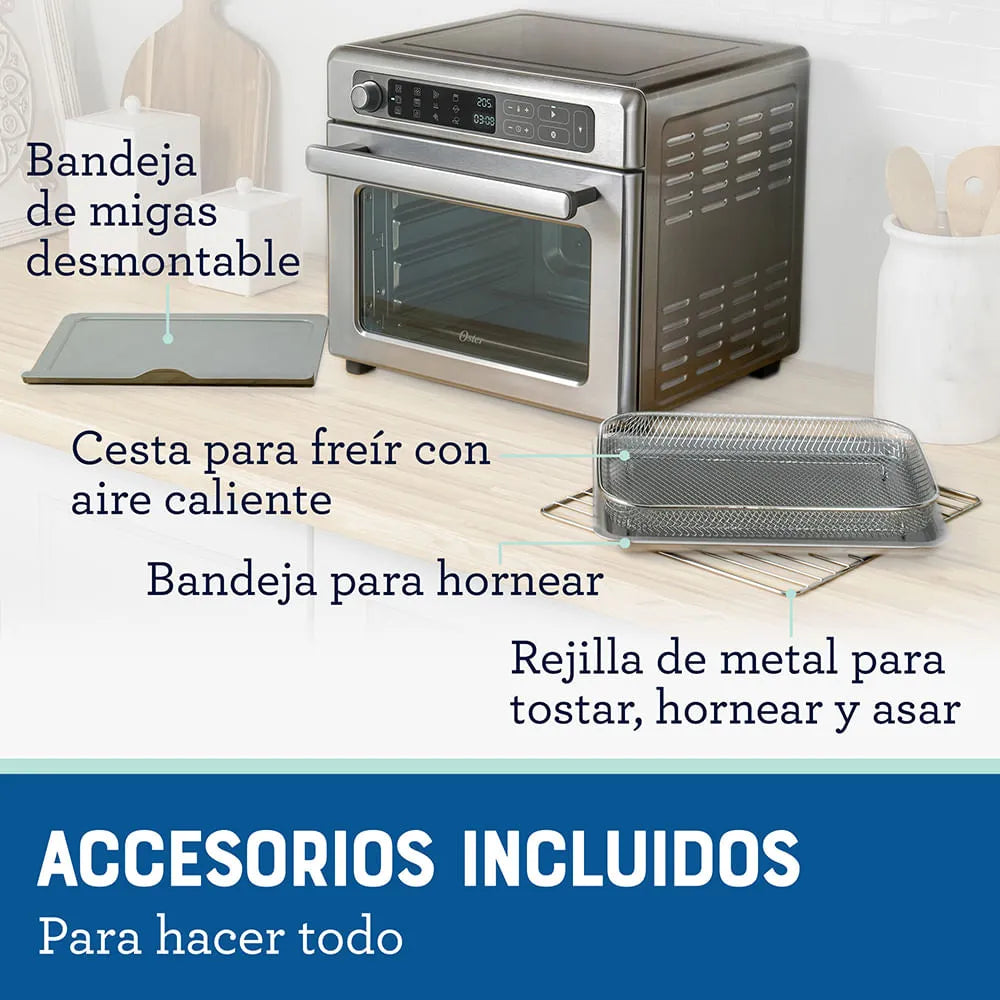 (LLEGANDO 15 DE OCTUBRE) Horno Eléctrico Digital Oster con Freidora de Aire 22 Litros, 12 Funciones, Convección y Revestimiento Antiadherente TSSTTVDAF1NS