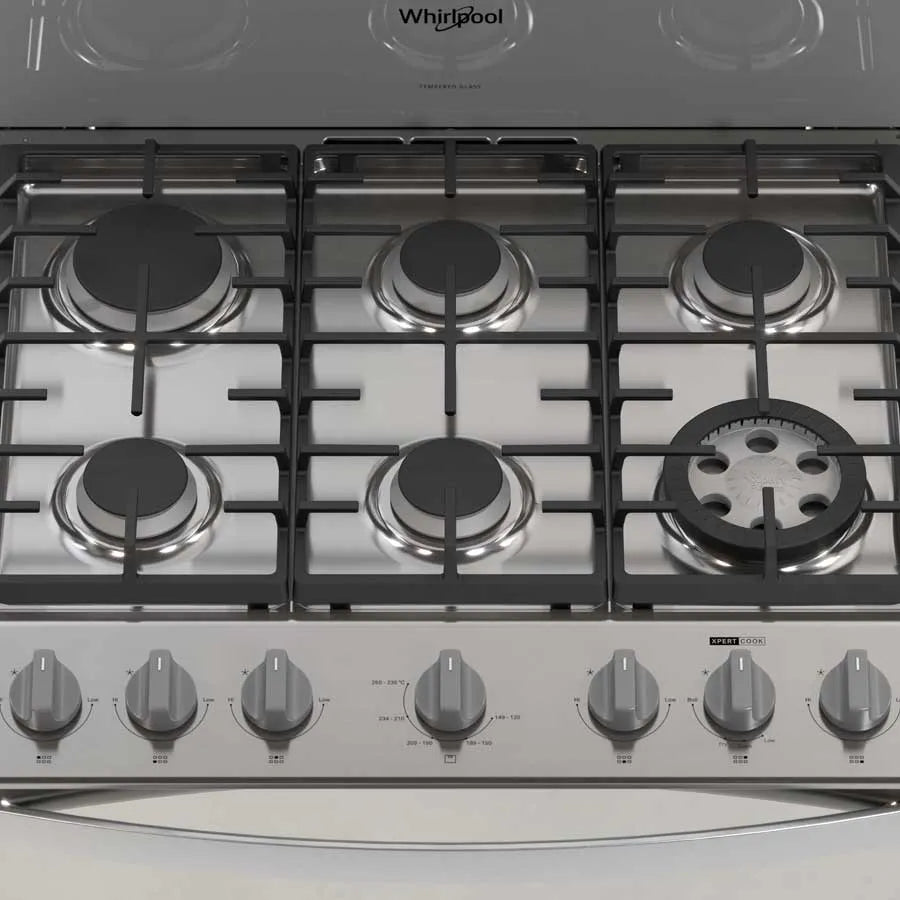 Estufa con Horno a Gas Whirlpool LWFR5050S de 30 Pulgadas con 6 Quemadores, Air Fry y Acero Inoxidable