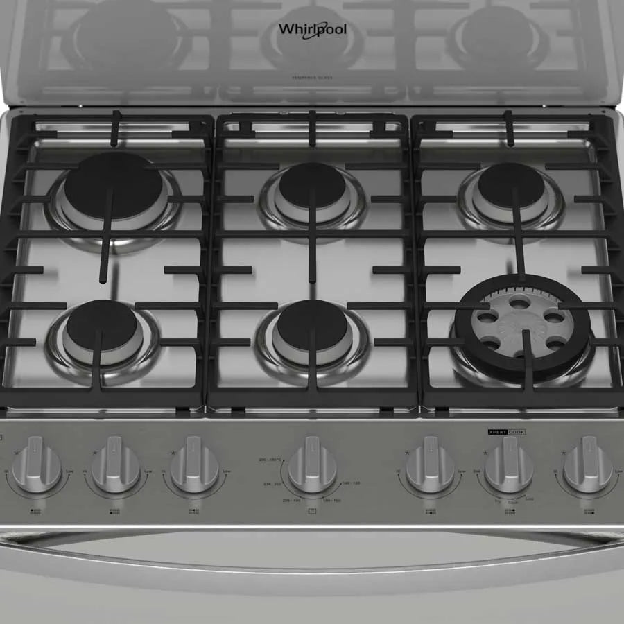 Estufa con Horno a Gas Whirlpool LWFR5050S de 30 Pulgadas con 6 Quemadores, Air Fry y Acero Inoxidable
