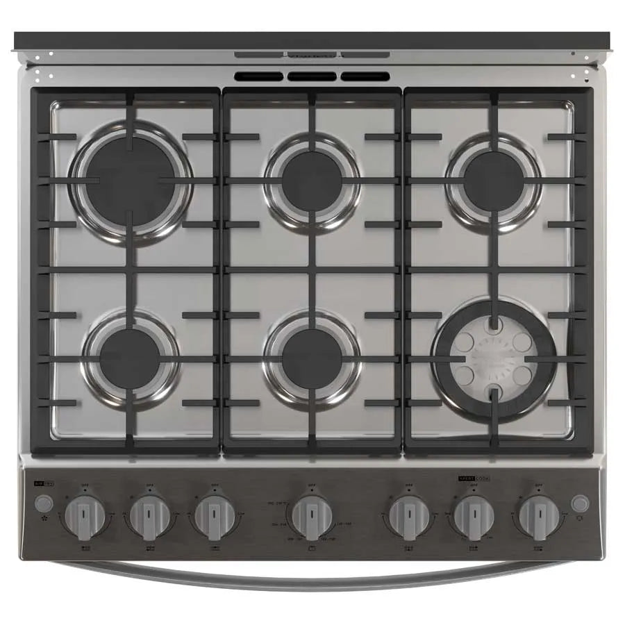 Estufa con Horno a Gas Whirlpool LWFR5050S de 30 Pulgadas con 6 Quemadores, Air Fry y Acero Inoxidable