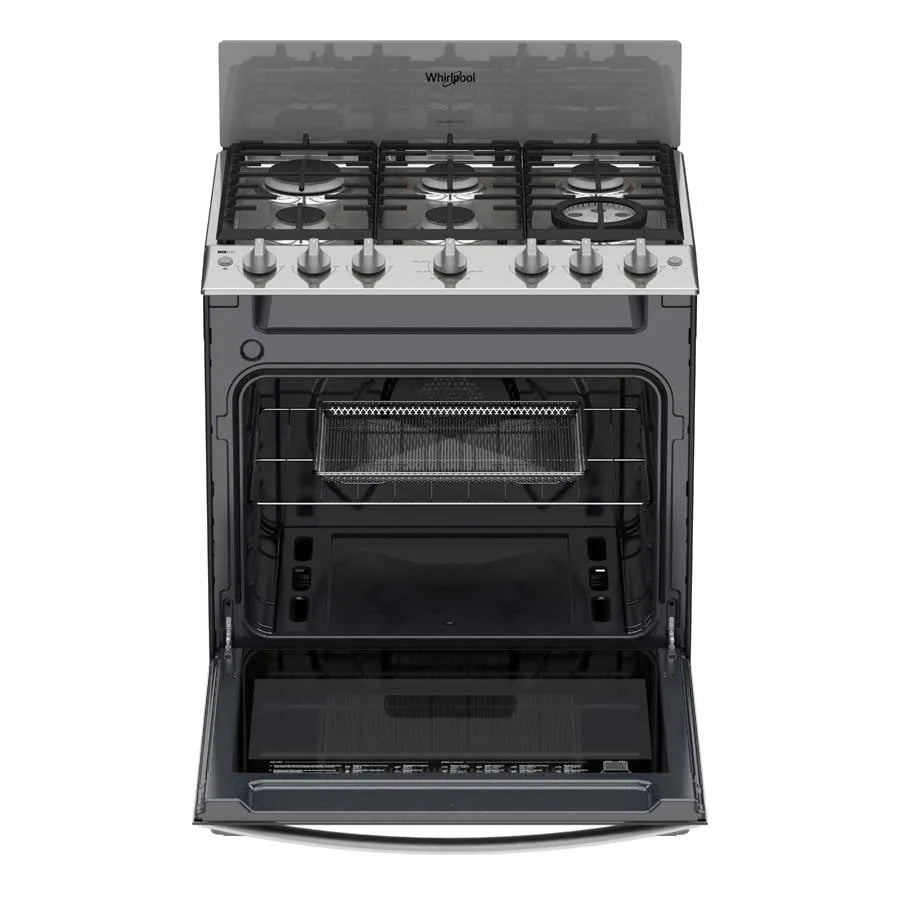 Estufa con Horno a Gas Whirlpool LWFR5050S de 30 Pulgadas con 6 Quemadores, Air Fry y Acero Inoxidable