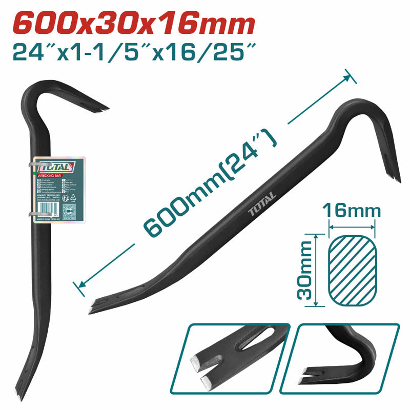 Pata De Cabra De 24"(600Mm)X1-3/16"(30Mm)X5/8"(16.0Mm) Vástago Oval Con Muesca (30°, 68°) THT431242