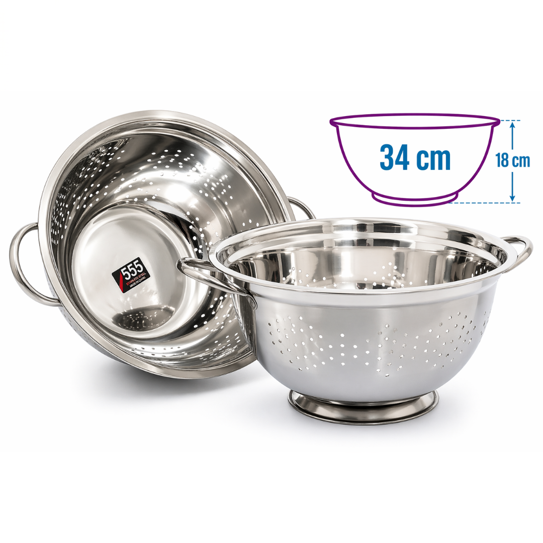 Colador con Agarradero de Acero Inoxidable 34cm GCOL-34