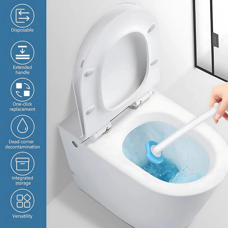 Cepillo De Inodoro Con Cabezales Desechables Y Base De Pared. Incluye 8 Cabezales De Repuesto. Limpieza De Servicio Retrete. AB1458