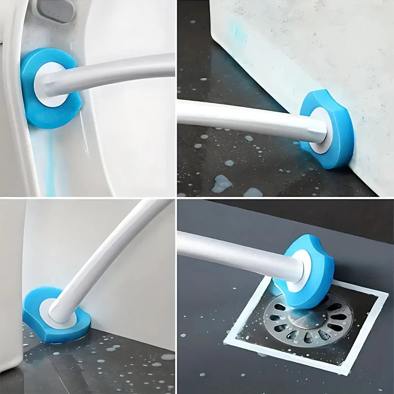 Cepillo De Inodoro Con Cabezales Desechables Y Base De Pared. Incluye 8 Cabezales De Repuesto. Limpieza De Servicio Retrete. AB1458