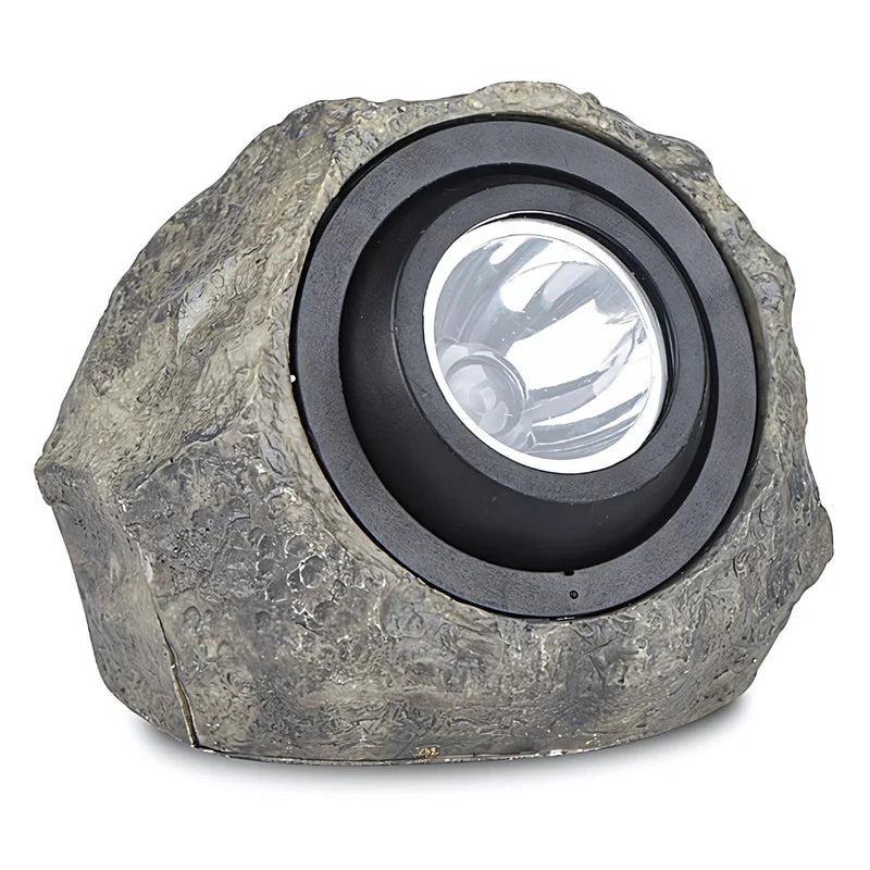 Roca Solar. Lampara Luz Solar Para Jardín. IP65 Foco Lampara Con Panel Solar En Forma De Piedra. Luz Blanca Y Cálida. AB589