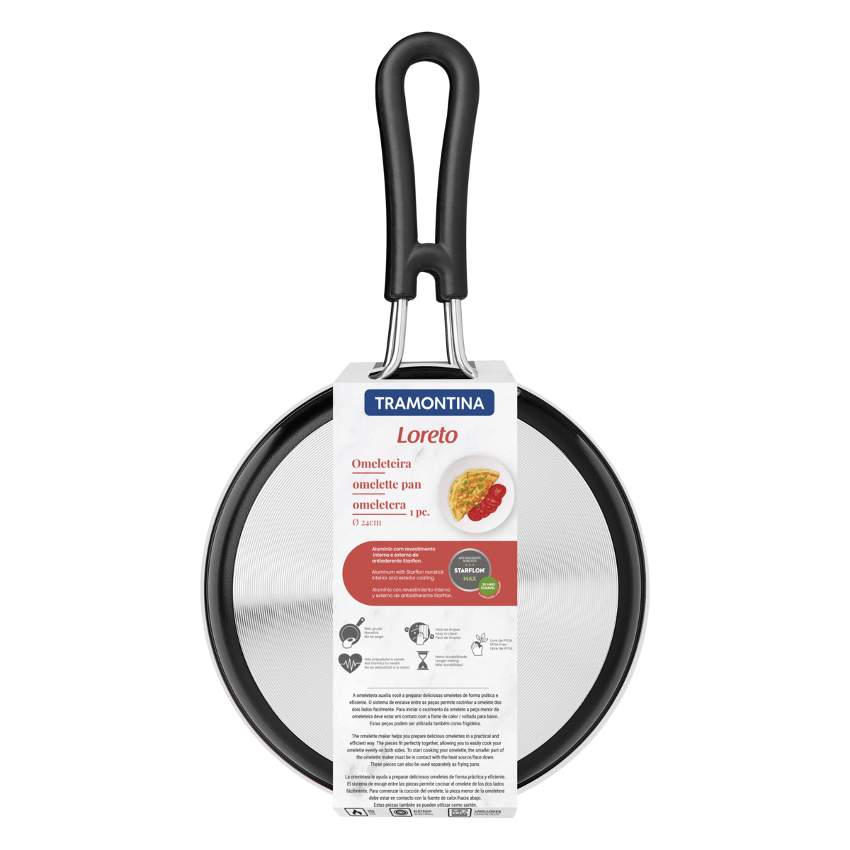 Omeletera con Antiadherente Baja 24cm Gris Loreto Tramontina 20687024