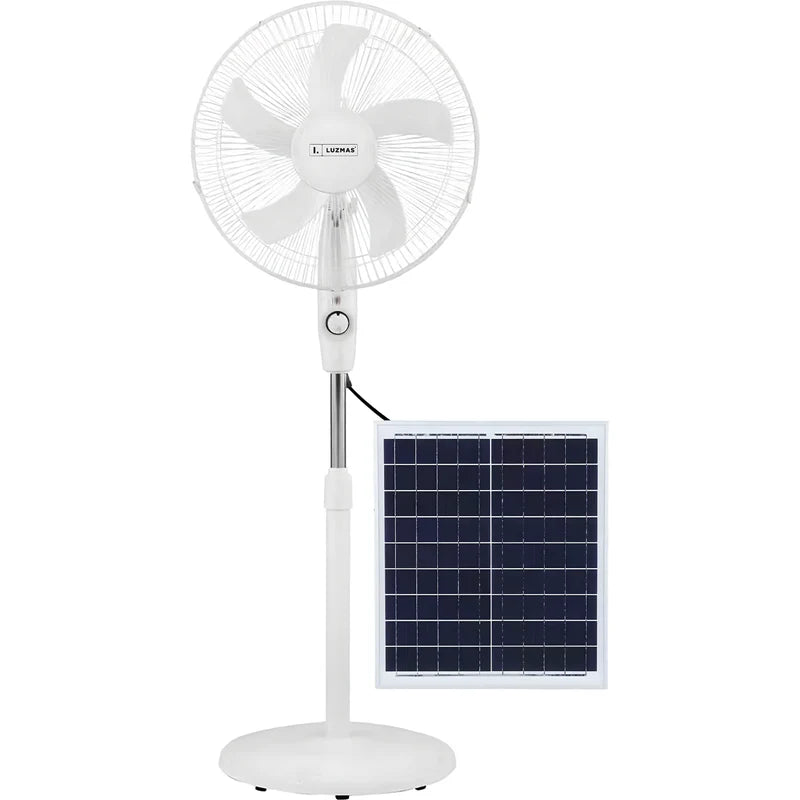 Abanico De Pedestal 16” Con Panel Solar De 8000Mah. Ventilador De Piso 15W Y 3 Velocidades, Oscilación Lateral. Autonomía 5-6 Horas.Color Blanco CL344-SOL-22-FAN-WH-Z