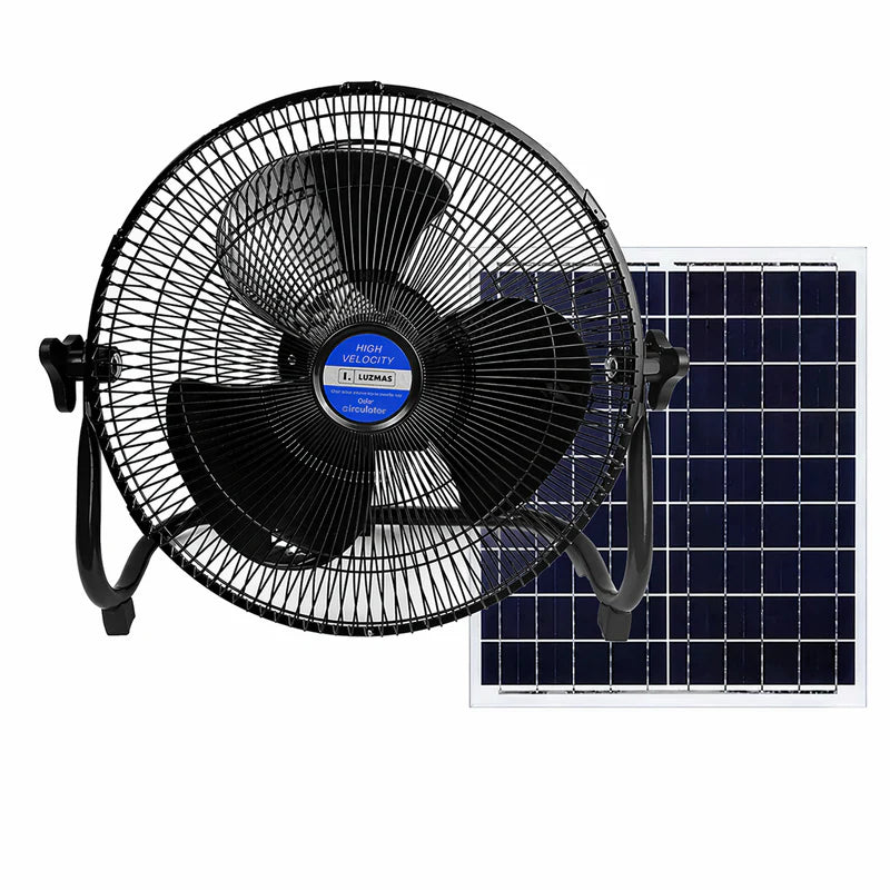Abanico Solar 12” Con Panel Solar 8000Mah Y 15W. Ventilador Recargable Portátil De 3 Velocidades Adaptador 9V/2A (340X108mm). Color Negro CL346-SOL-24-FAN-BK-Z