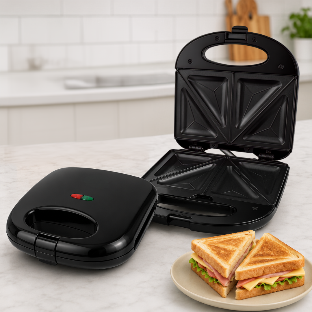 Sandwichera Eléctrica Antiadherente 700W para 2 Sándwiches | HS-206B