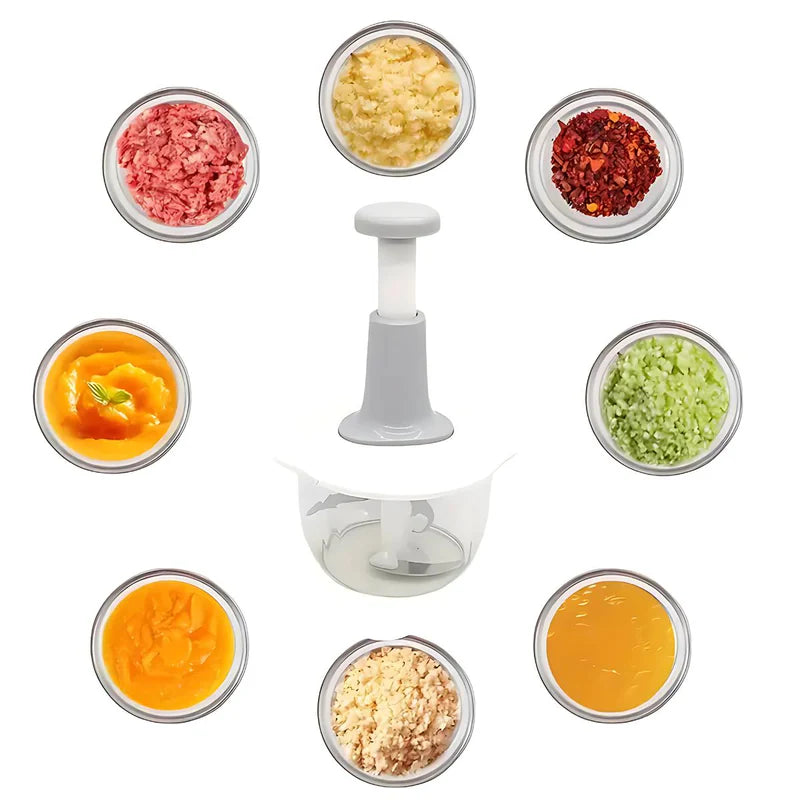 Procesador Picador De Alimentos Manual Con Cuchillas De Acero Inoxidable 1.5L Triturador Picador De Verduras, Frutas Y Carnes. AB1474