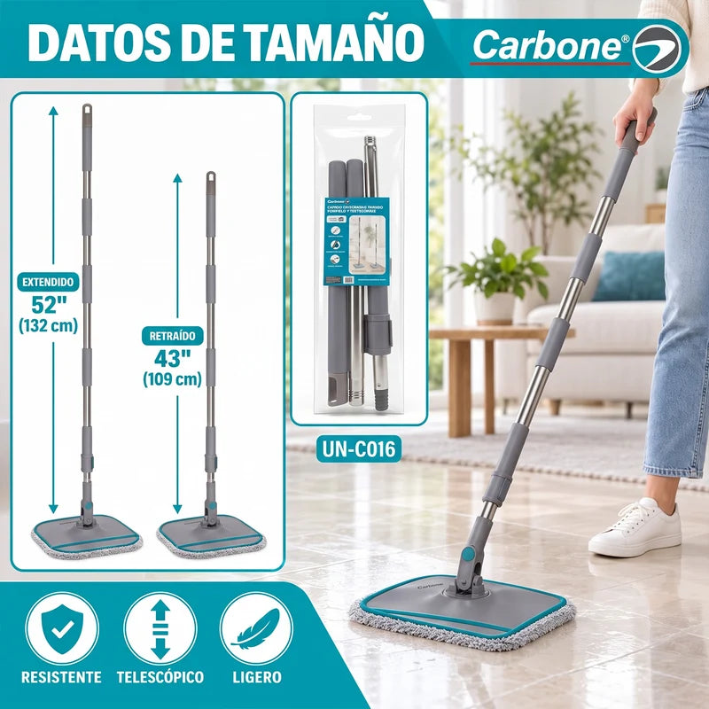 Repuesto Mango Extensible Y Flexible. Compatible Con Trapeador Giratorio 360° Spin Mop (UN-C016). Palo Ajustable. UN-C018